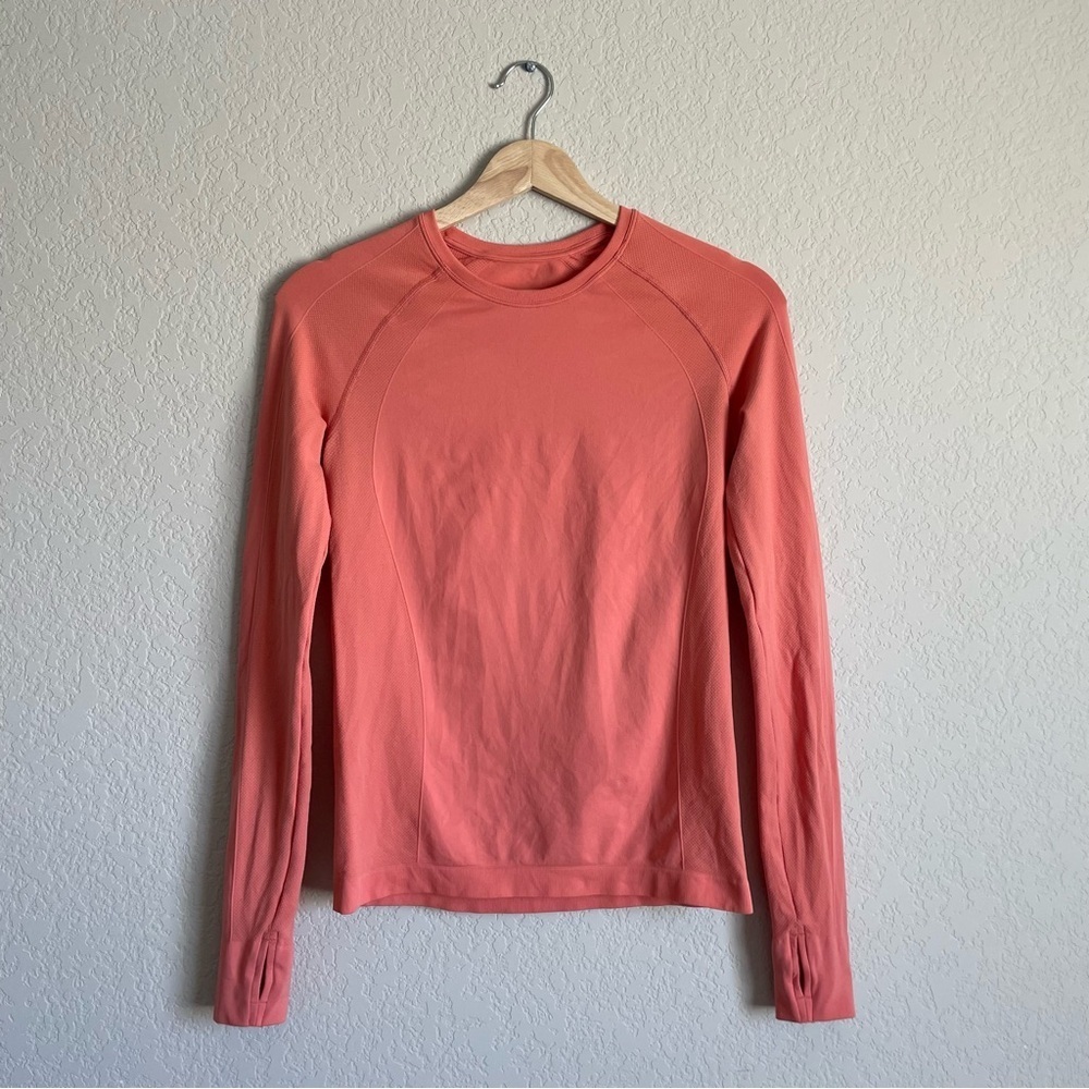 Sweaty Betty Coral Long Sleeve Thumb Hole Workout Top